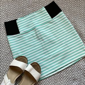 Charlotte Russe green and white stripped skirt